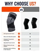 Genouillère de compression ajustable personnalisée avec sangles, respirante, pour le basketball, avec logo