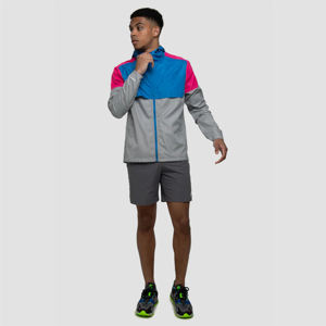 Veste Coupe-vent Légère et Imperméable à Capuche avec Fermeture Éclair Colorblock pour Homme, pour Course à Pied, Cyclisme, Style High Street-Bleu Rose - Product Image 3