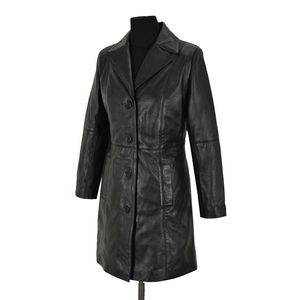 Manteau trench en cuir véritable vert long et ajusté pour femmes, streetwear, ODM, hiver, écologique, séchage rapide, imperméable, nouveau classique - Product Image 2