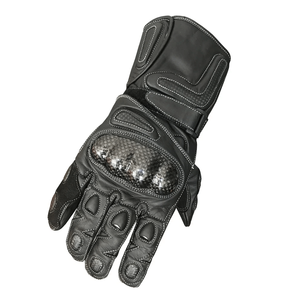 ถุงมือหนังแท้สำหรับผู้ชายถุงมือขี่มอเตอร์ไซค์สีดำสะท้อนแสงสำหรับนักแข่งรถ - Product Image 2