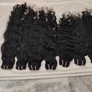 100% cabello humano crudo sin procesar alineado con cutícula virgen, cabello humano indio paquetes de ondas sueltas extensiones de cabello indio crudo - Product Image 1