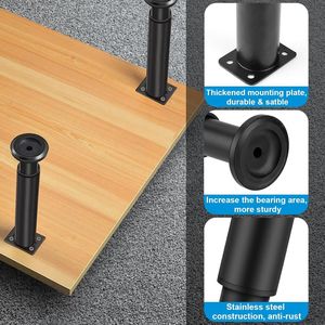 4 pezzi di metallo moderno regolabile mobili gambe 4.7-12 pollici 4 pacchetti mobile divano sedia gambe tavolo da pranzo-per uso ospedaliero - Product Image 5