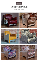 Fauteuil d'appoint de luxe vintage en cuir véritable avec patchwork Union Jack et motif drapeau britannique pour club, bar, salle