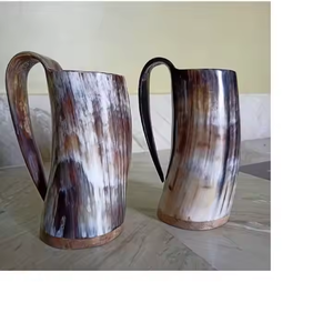 Jarra de Cerveza con Diseño de Cuerno de Animal Estilo Vikingo, Ecológica, Cuerno de Búfalo Pulido, Patrón de Dibujos Animados, para Fiestas - Product Image 2