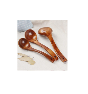 Utensilio Cuchara de sopa de madera Mango Calor Arroz Cucharón de sopa Cuchara para servir para forma redonda y paquete de 3 Venta caliente - Product Image 2
