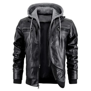 Men's PU Leather <b>Jacket</b> Hooded Motorcycle <b>Slim</b> <b>Fit</b> Casual Coats Men Autumn Winter Windproof Hat Detachable Biker Leather <b>Jacket</b> - Product Image 4