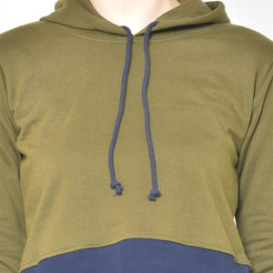 เสื้อวอร์มผู้หญิงมีฮู้ดและกางเกงขากว้างเสื้อครอปซิปแขนยาว - Product Image 4