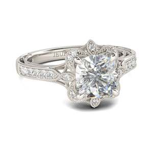 Bague de fiançailles Jeulia en argent sterling avec coupe florale vintage - Product Image 2