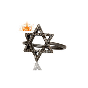 ชุดแหวนเพชรสีดำโรเดียมชุบเครื่องประดับสำหรับผู้หญิงของขวัญสำหรับงานแต่งงานของเธอสวมใส่ดาวออกแบบเครื่องประดับแหวนเงิน - Product Image 3