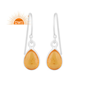 Dernier modèle de boucles d'oreilles pendantes en argent sterling fin avec pierres précieuses de culture ambre Fabricant de bijoux personnalisés - Product Image 1