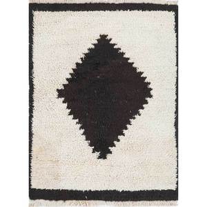 Alfombra de Lana Zuri Ivory, Tejida a Mano con Patrón Geométrico, para Sala de Estar, Pasillo, Entrada o Dormitorio - Pae-305 - Product Image 1