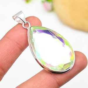 Pendentif en topaze mystique, argent sterling 925, pendentif en pierre précieuse fait à la main, collier, bijoux, cadeau pour elle, bijoux en topaze mystique - Product Image 2