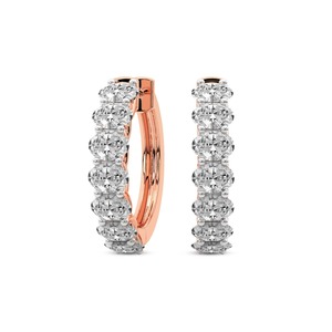 Elegantes Pendientes de Aro con Diamantes Cultivados en Laboratorio, Ovalados, 1 Ct Tw, Color F-G, Claridad VS, 14 Diamantes, Oro Sólido de 14K, Línea Brillante, Joyería Fina - Product Image 2