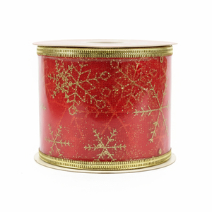 Nastro Trasparente Scintillante con Fiocchi di Neve Rosso Argento Oro, Larghezza 2,7 Metri, Materiale Plastico 6,3 cm - Product Image 1