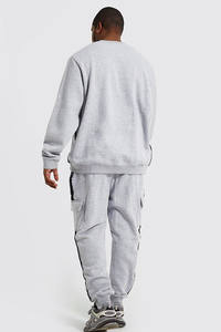 Wholesale Custom <b>Men's</b> Cotton <b>Fleece</b> Tracksuit Set Pullover Sweatshirt & Cargo Sweatpants High Quality Blank <b>Loungewear</b> - Product Image 2