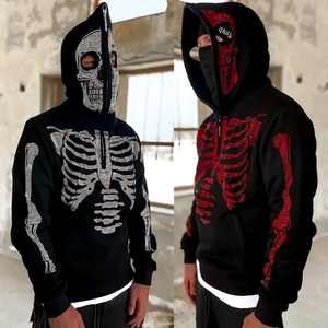 Sweat à capuche pour homme coupe normale sweat-shirt zippé épais GSM Streetwear sweat à capuche mode avec broderie en strass personnalisé - Product Image 5