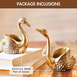 ที่ใส่เทียนรูปหงส์หรูหราสำหรับตกแต่งโต๊ะโชว์ของขวัญสำหรับโฮมออฟฟิศที่บ้านโรแมนติกตกแต่งสีทองชุบ - Product Image 4