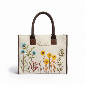 Bolso Tote Personalizado con Bordado de Girasol y Cierre, Auténtico, para Todas las Temporadas, Bolso de Mano de Lujo para Bodas, Reuniones, Días Normales y Visitas - Product Image 1