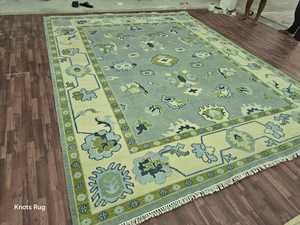 Tapis turc moderne haut Antique Oushak laine tapis ensemble coton noué à la main pour Room-8x10 de séjour 10x14 12x15 tailles pour l'exercice - Product Image 3