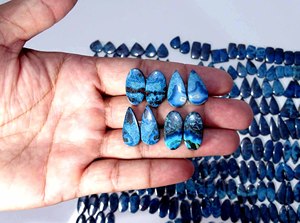 Cabujón de azurita natural al por mayor, par de piedras preciosas de cuarzo sueltas, mezcla de tamaño y forma para la fabricación de joyas - Product Image 2