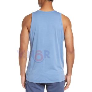 100% coton o-cou vêtements de sport hauts hommes sans manches débardeur solide Muscle gilet maillot de corps imprimé conception respirant débardeur - Product Image 2