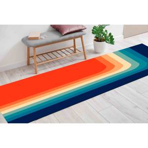 Tapis imprimé à rayures rétro : Tapis moderne du milieu du siècle, antidérapant, en chenille - Product Image 4