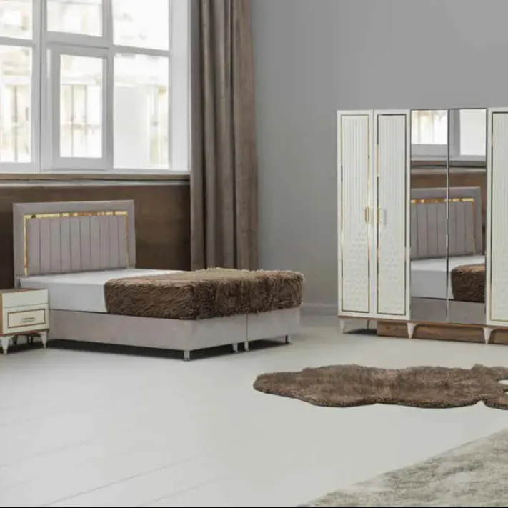 Элитный набор для главной спальни, 5 шт., кровать размера "queen-size", зеркальный шкаф, Турецкая мебель, экономические цены, 2024 дизайн