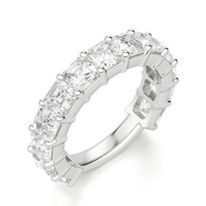 Anillo de boda de moissanita de media eternidad con corte Asscher para mujer para aniversarios, cumpleaños, compromiso y regalo de boda - Product Image 1