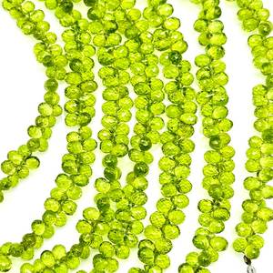 Cuentas de peridoto de lágrima facetadas de 4 pulgadas, forma de gota de 4x6mm para la fabricación de joyas - Product Image 1