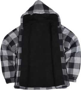 Chaqueta con Capucha a Cuadros para Hombre, con Cierre, Forro Polar, Informal, de Invierno, Chaqueta Camisa a Cuadros, Ropa de Calle, OEM, ODM - Product Image 3