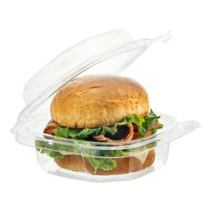 6x6 PET transparente a prueba de manipulaciones contenedor con bisagras caja de concha desechable para alimentos para sándwich hamburguesa pan panadería embalaje - Product Image 3