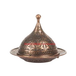 ชามเสิร์ฟอาหารอาหรับทำจากโลหะลายนูนสีทองพร้อมฝาปิดสำหรับเป็นของขวัญรอมฎอน - Product Image 2