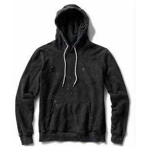 Sudadera con Capucha de Forro Polar para Hombre, Diseño Desgastado con Lavado Ácido, Transpirable, Cómoda, Bordada, Lisa, Teñida, OEM, Gran Oferta - Product Image 1