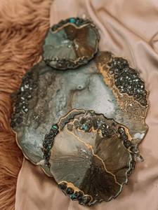 Bandeja de servicio de epoxi de resina hecha a mano PERFACTE, elementos esenciales de cocina únicos para el hogar, restaurante, Hotel, bandejas decorativas para servir - Product Image 5