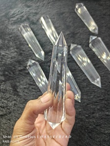 Natural 16-32 Faceted Clear Quartz Vogel Wand Double Terminated <b>Crystal</b> Point Energy Healing Meditation Reiki Gift - Product Image 5