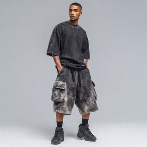 Oversized Acid <b>Wash</b> High Street Cargo Sweat Shorts <b>Men</b> 460GSM Heavy Fleece Quick Drying Breathable Eco-Friendly Winter - Product Image 2