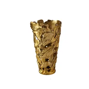 Latest Gold Finished Metal Flower Vase Custom Finished Metal Table Top Flower Vase Cheap Price In India