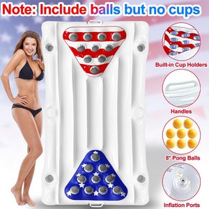 Hot Sale 2 in 1 Inflatable American Flag Pool Float Pong Game <b>Table</b> 6x3 Ft for 4th of July Party Water Games with 8 Balls - Product Image 3