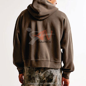 Nouveau sweat à capuche zippé ample et court pour homme en molleton de coton français de qualité supérieure, personnalisé, de style streetwear, poids lourd, 400 g/m² - Product Image 2