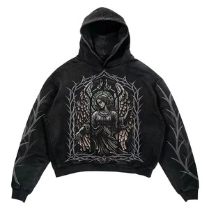 เสื้อฮู้ดสตรีทแวร์แบบสั่งทำสำหรับผู้ชาย ทรงโอเวอร์ไซส์ เสื้อสวมหัวมีฮู้ดพร้อมกระเป๋าหน้าและผ้าฟลีซเนื้อนุ่ม - Product Image 1