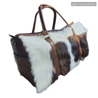 Sac de voyage de luxe en cuir véritable Super Hand de 20 pouces avec fermeture éclair, sangle et poignée d'épaule