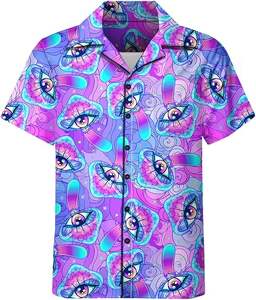 Ensemble chemise hawaïenne pour homme en coton et rayonne, manches courtes, deux pièces, pour les vacances d'été, vente en gros, pas cher, personnalisable - Product Image 2
