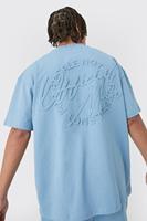 Yeni boy genişletilmiş boyun resmi adam kabartmalı T-shirt & kısa Set yaz erkek Set plaj kıyafeti Baggy stil eşleştirme Mens Set