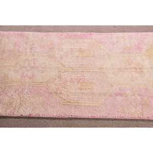 Turkish 3.3x11.3 ft <b>Rug</b>, <b>Runner</b> Vintage <b>Rug</b>, Pink Camouflage Wool <b>Rug</b> - Product Image 4