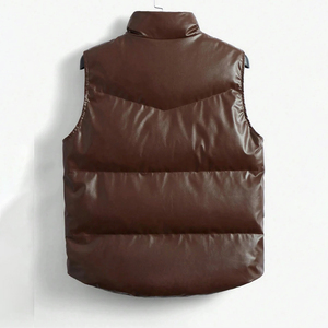 Men Genuine Leather <b>Vest</b> Winter Warm Cotton Gilet Casual Hip Hop Streetwear OEM Wholesale Supplier - Product Image 2