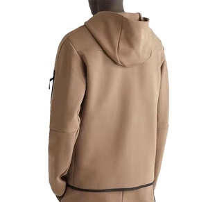 Sudadera con capucha de invierno para hombre, ligera, con cremallera completa, 100% poliéster, forro polar técnico, softshell, efecto lavado a la piedra, con bolsillo en la manga, venta al por mayor y personalizada - Product Image 3