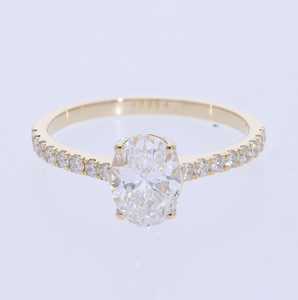 Elegante anillo de diamante CVD de corte ovalado de oro amarillo de 14 quilates, chapado en rodio, Color F, joyería de compromiso fina, certificado IGI para mujer - Product Image 2