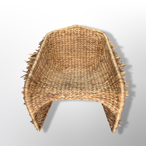 Fauteuil de relaxation en jacinthe d'eau exotique de designer avec structure en acier inoxydable et finition en PU - Product Image 2