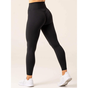 Venta al por mayor personalizado negro Momentum Cross Over Scrunch Leggings contorneado cintura alta ropa activa moda gimnasio Leggings para mujeres - Product Image 2