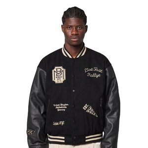 แจ็คเก็ตวาร์ซิตี้ลำลองแบบสั่งทำพิเศษสำหรับฤดูใบไม้ผลิ ตัวเสื้อทำจากผ้าขนสัตว์ แขนเสื้อทำจากผ้าสแปนเด็กซ์/โพลีเอสเตอร์ แบบ OEM ติดซิปด้านหน้า กันลม ระบายอากาศได้ดี - Product Image 1